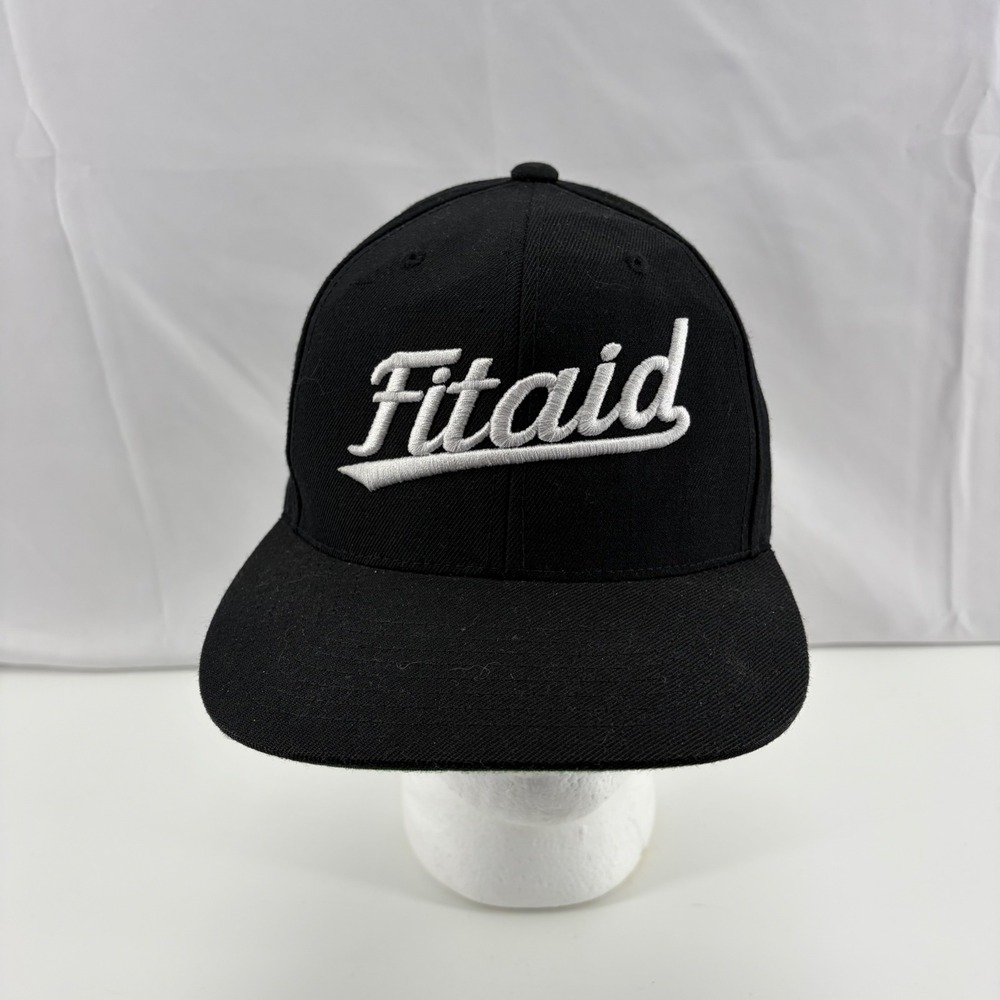 Fitaid Snapback Hat Yupoong The Classics Black White Logo Flat Brim Mens Cap
